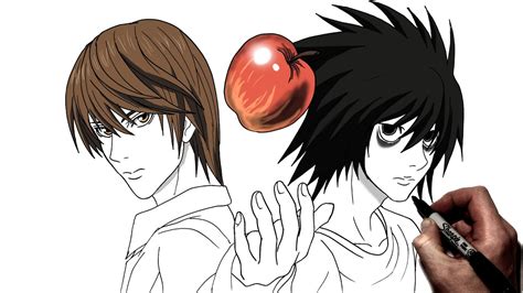 How To Draw Yagami Light And L Step By Step Death Note Youtube