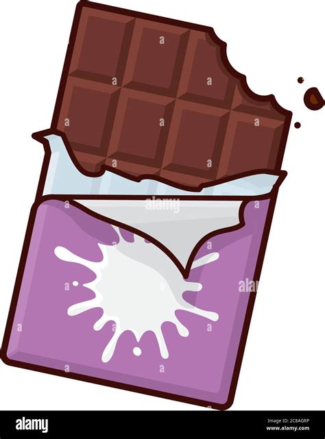 Bitten Milk Chocolate Bar With Milk Blotch On Torn Wrapper Isolated Vector Illustration For Milk