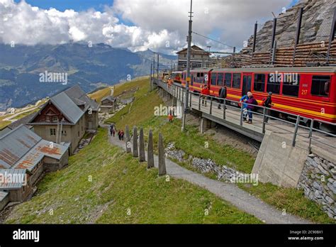 El Tren Jungfraujoch En La Estación De Eigergletscher Fotografía De