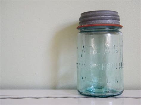 Vintage Blue Atlas Strong Shoulder Canning Mason Jar With Zinc Etsy