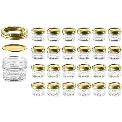 Mason Jars With Glass Lids 4 Oz Nellam Small Canning Jelly Jar Wide