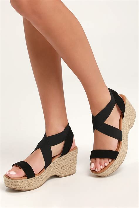 Cute Black Sandals Espadrilles Platform Espadrille Sandals Lulus