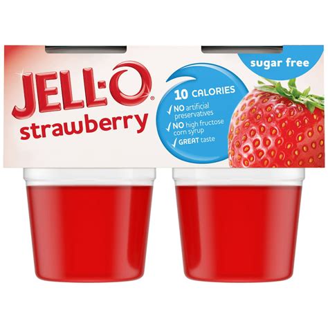 Jell O Strawberry Sugar Free Ready To Eat Jello Cups Gelatin Snack 4