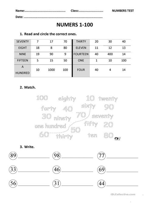 Numbers Exercises 1 100 Worksheet Free Esl Printable Worksheets Made