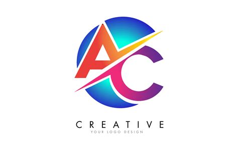 Colorful Ac A C Letter Logo Design With A Creative Cut And Gradient