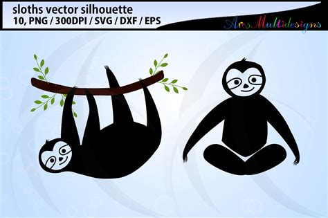 Sloth Svg Silhouette Hanging Sloth Silhouette Vector 439063