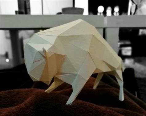 Papermau A Low Poly Bison Paper Model Without Textures By Geo Animals