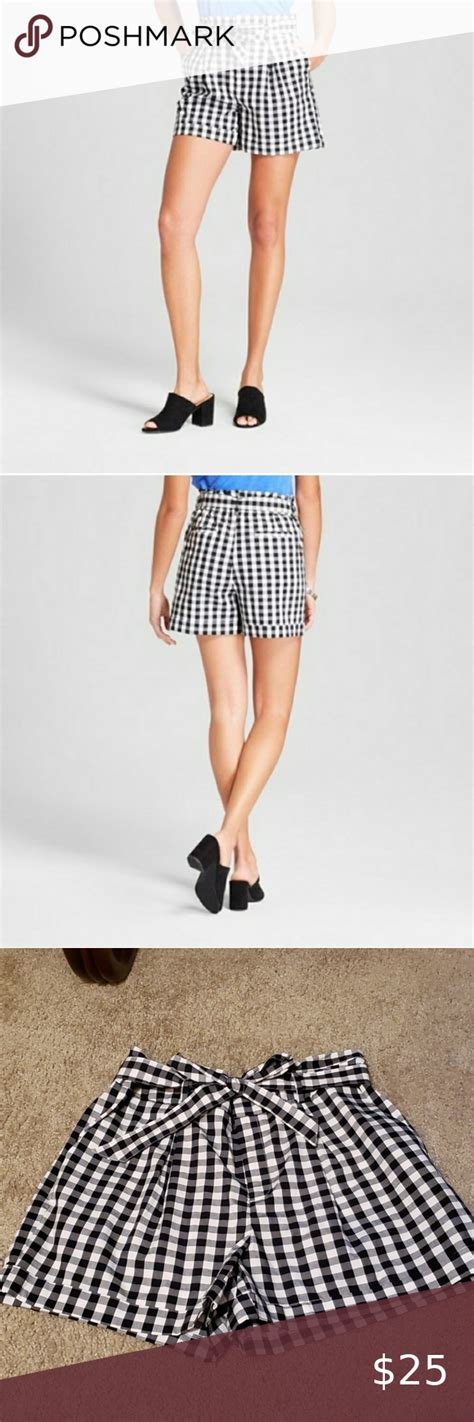 A New Day Gingham Paperbag Tie Waist Shorts L In 2020 Tie Waist Shorts Gingham Shorts Fashion