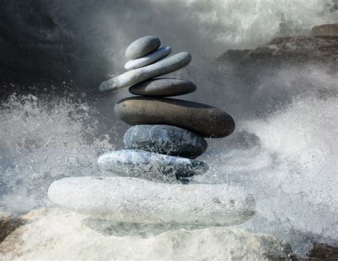 Zen Stones With Water Splashing Around Them By Karen Arnold