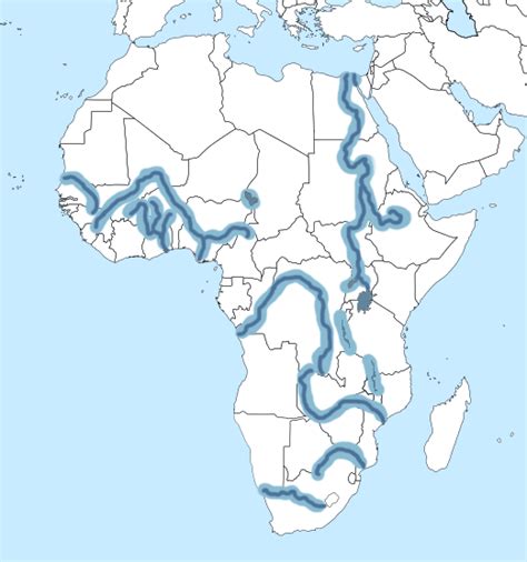 Africa Rivers Highlighted 