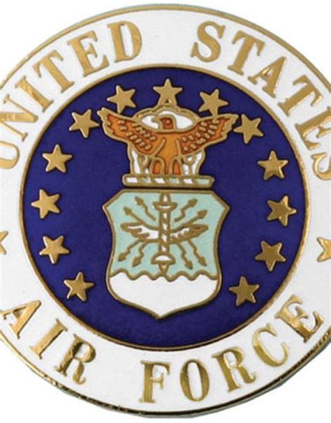 United States Air Force With Air Force Crest On Large 1 Round Lapel