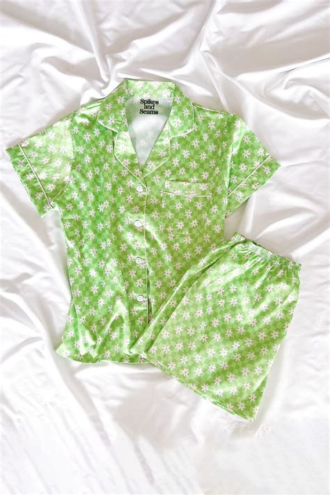 Daisy Checkered Custom Satin Pajamas In 2023 Satin Pajamas Clothes Cute Preppy Outfits
