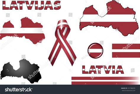 Latvia Icons Set Of Vector Graphic Icons And Symbols Representing