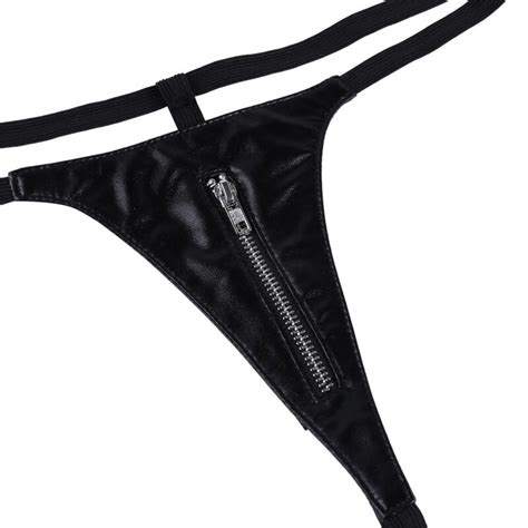 Women Leather Zipper Bikini Swimwear Lingerie Set Micro Bra G String Underwear Ebay