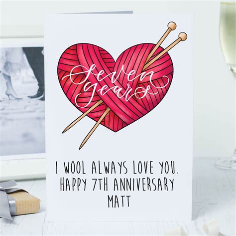 7th Anniversary Card I Wool Always Love You Happy 7th Etsy Uk