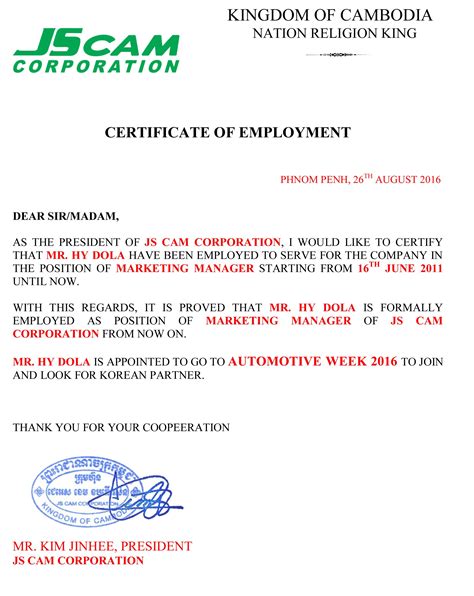 Tailor the letter to showcase the employee's strengths and this simply means that the instructions could be part of the application packet and must be. letter for certificate employment visa application cover ...