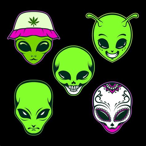 Lindo Conjunto De Ilustraci N De Vector De Cabeza Alien Gena Vector