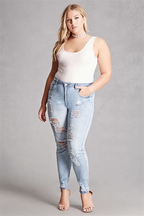 Forever 21 Forever 21 Plus Size Distressed Jeans Plus Size
