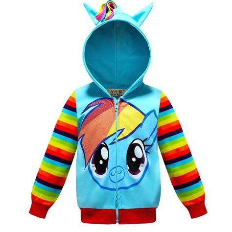 My Little Pony Girls Full Zip Up Hoodie With Ears Mane And Wings Fadcoco