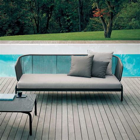 3 Seater Outdoor Sofa With Aluminum Frame And Rope Woven Back