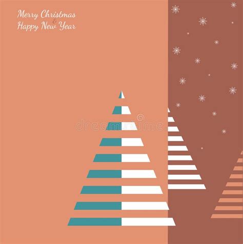 A Minimalistic Abstract Christmas Card With A Christmas Tree Stock