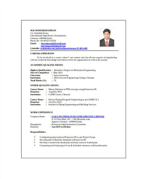 Free Resume Templates For Mechanical Engineers Free Templates Printable