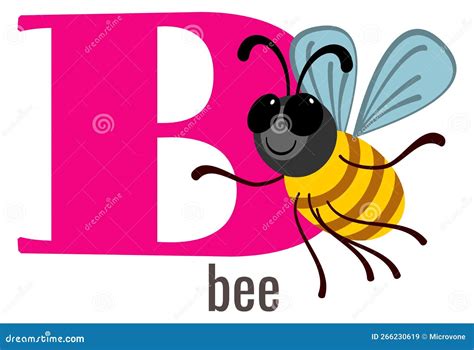 B For Bee Letter Card English Alphabet Symbol Stock Vector