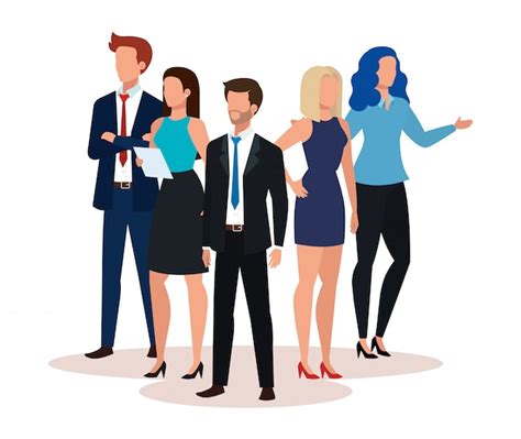 Free Vector Group Of Business People Avatar Character