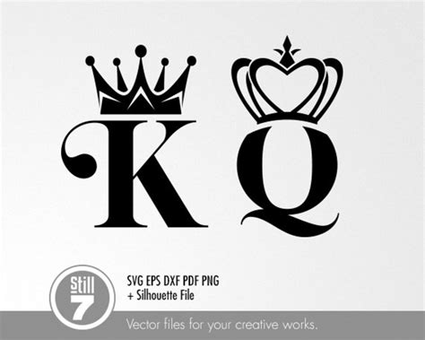 King And Queen Logos Svg Cutting File Eps Dxf Pdf Png Silhouette File