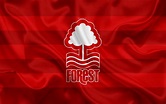 Download wallpapers Nottingham Forest FC, red silk flag, emblem, logo ...