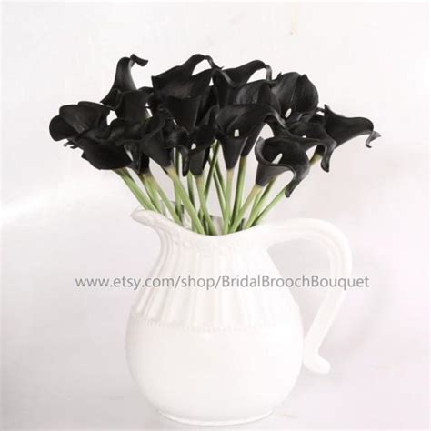 Calla Lily Bouquet Black Pcs Latex Real Nature Touch Flowers Bridal