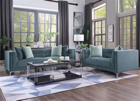 Vermillion Dark Blue Gray Living Room Set From Homelegance Coleman