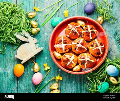Easter Hot Cross Buns And Holiday Decortraditional English Easter Buns