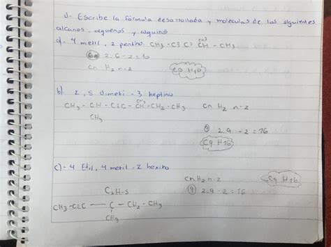 Escribe La Fórmula Desarrollada Y Molecular De Los Siguientes Alcanos