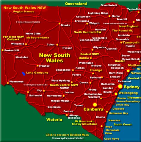 West New South Wales Map Nsw Australia