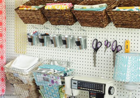 Controlling craft clutter can be a challenge, but this sturdy pegboard includes plenty of space to organize your supplies and keep everything within reach. Organized & Colourful Craft Room Tour | The Happy Housie