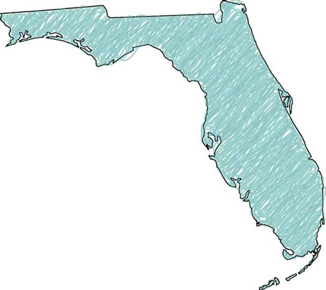 Florida "Abstract" Style Maps: #01 Aqua Scribble png image