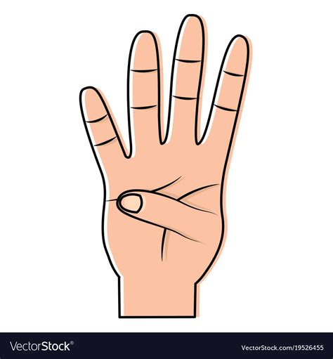 Four Fingers Up Hand Gesture Icon Image Royalty Free Vector