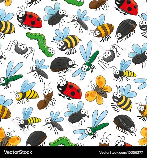 Bugs And Insects Funny Cartoon Wallpaper Vector Image