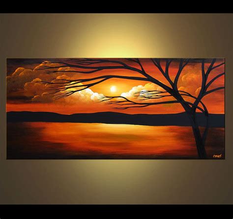 Landscape Painting Red Sunset Abstract Landscape 4098 Landscape