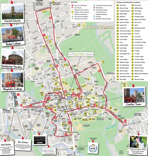 Oxford Map Hop On Hop Off Double Decker City Sightseeing Open Top Bus