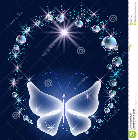 Transparent Butterfly And Bubbles Stock Vector