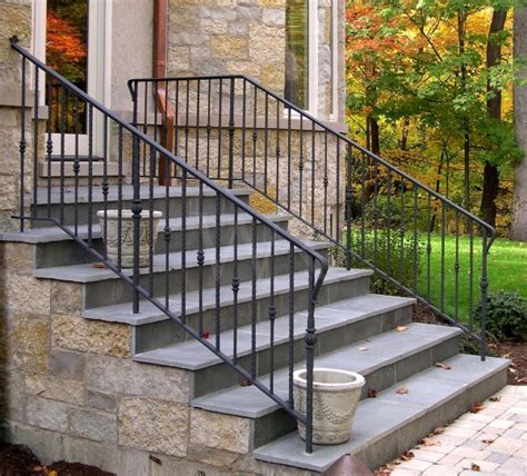 Outdoor stairs metal handrails iron handrails railings outdoor outdoor stair railing outside this checklist of thirteen outdoor stair railing ideas were actually all built by our clients alone railing for steps with two step and a 2 ft to 4 ft. Stair Railings | Wilson Railing & Metal Fabricating