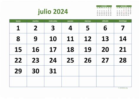 Calendario Julio 2024