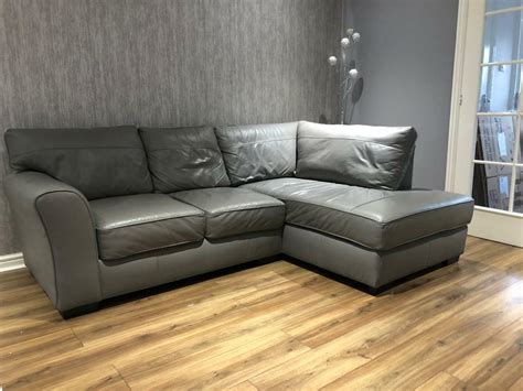 Next Michigan Range Grey Leather Corner Sofa In Armadale West