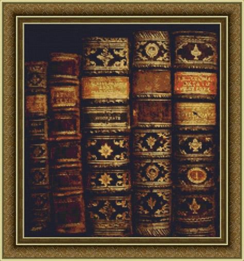 Vintage Fancy Book Spines Counted Cross Stitch Pattern In Pdf Etsy