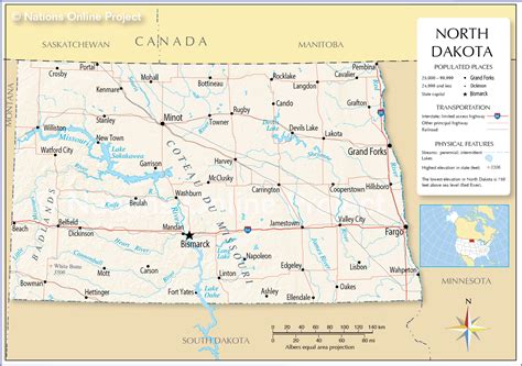 Reference Maps Of North Dakota Usa Nations Online Project