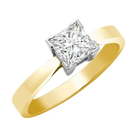 1 00 Carat Princess Cut Diamond Halo 14 Karat Yellow Gold Engagement