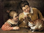 Two Children Teasing a Cat, 1588 - 1590 - Annibale Carracci - WikiArt.org