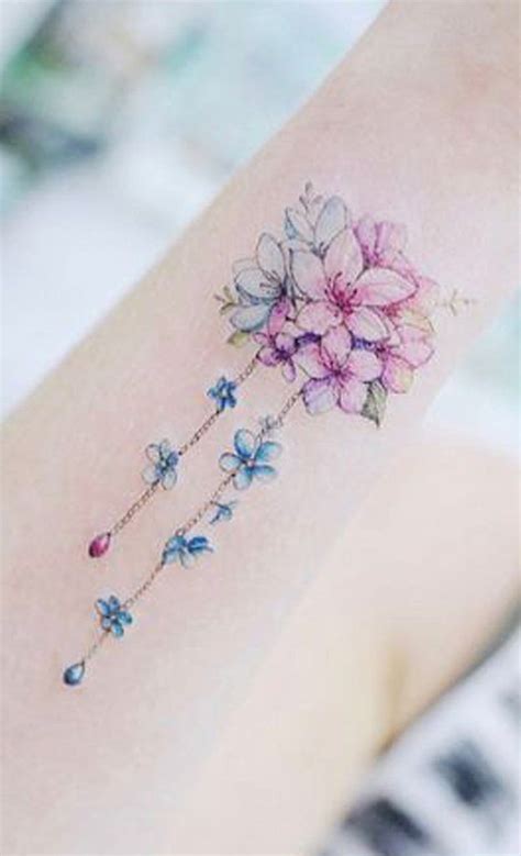 Cute Watercolor Bouquet Of Flowers Arm Tattoo Ideas For Women